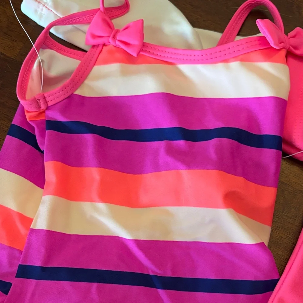 NWT OshKosh B'gosh Pink and Purple Kids Swim 3 Piece Rashguard Swim Set!